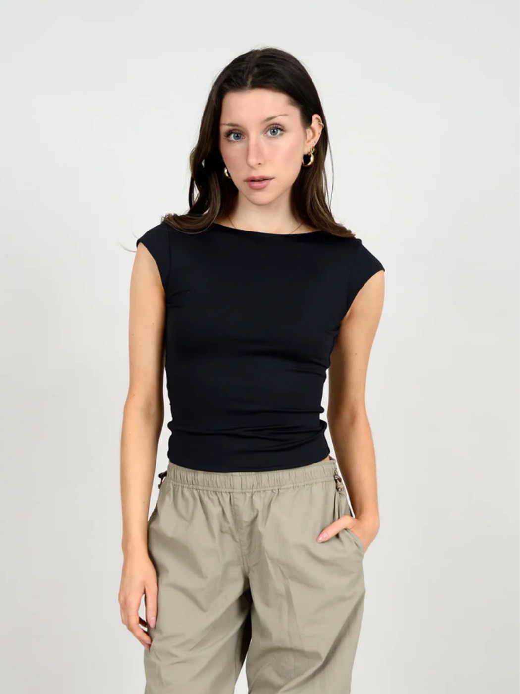 Brida Cap Sleeve Boat Neck Second Skin 75T251S
