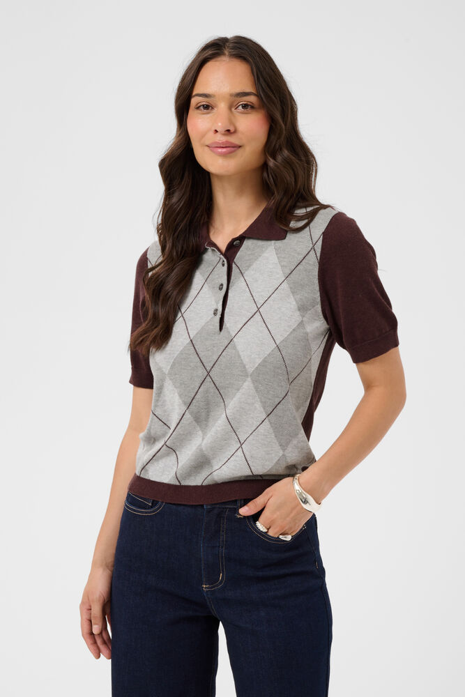 Polo en tricot à motif argyle KAgizza Kaffe