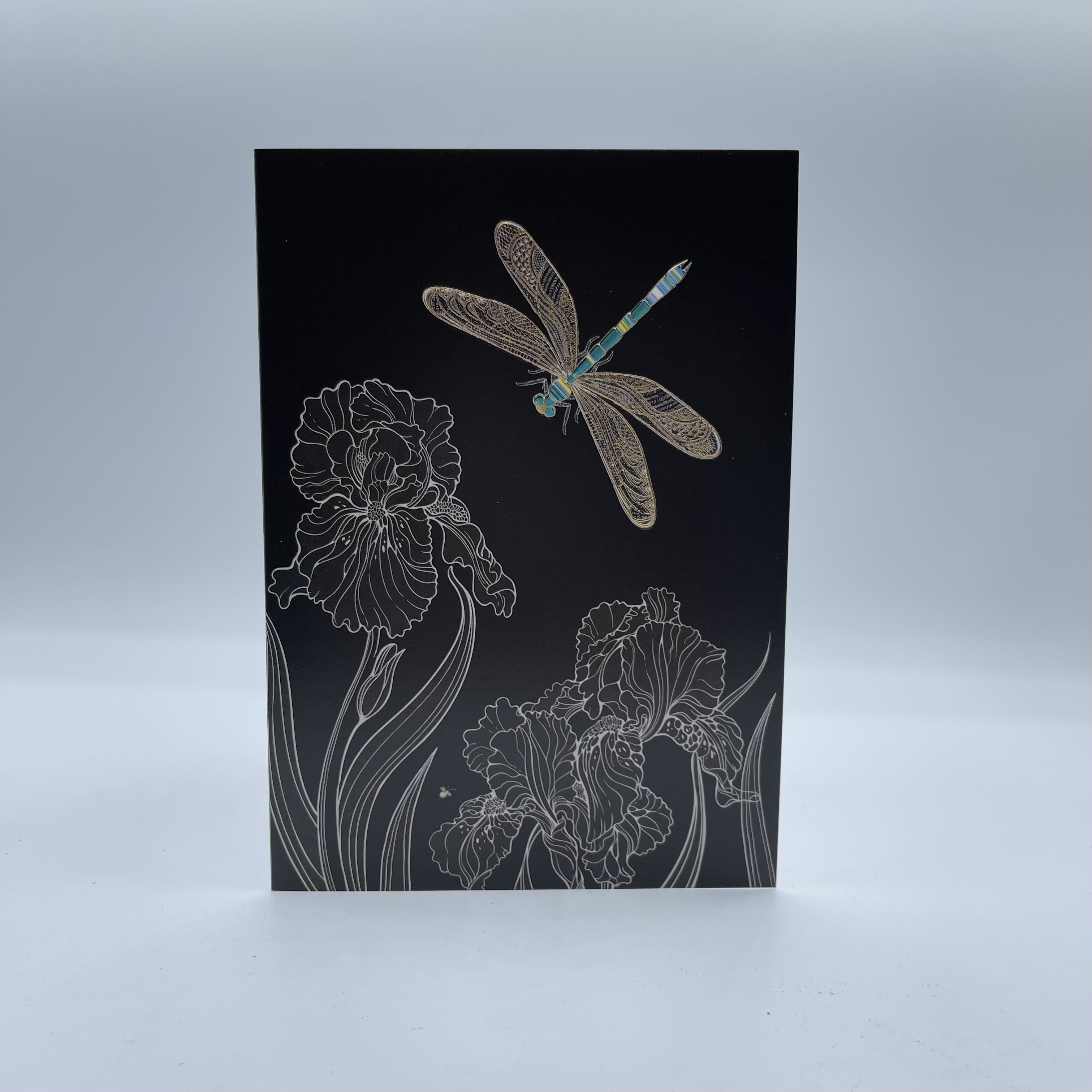 Carte de Souhait Jewels Dragonfly and Flowers Bug Art M153