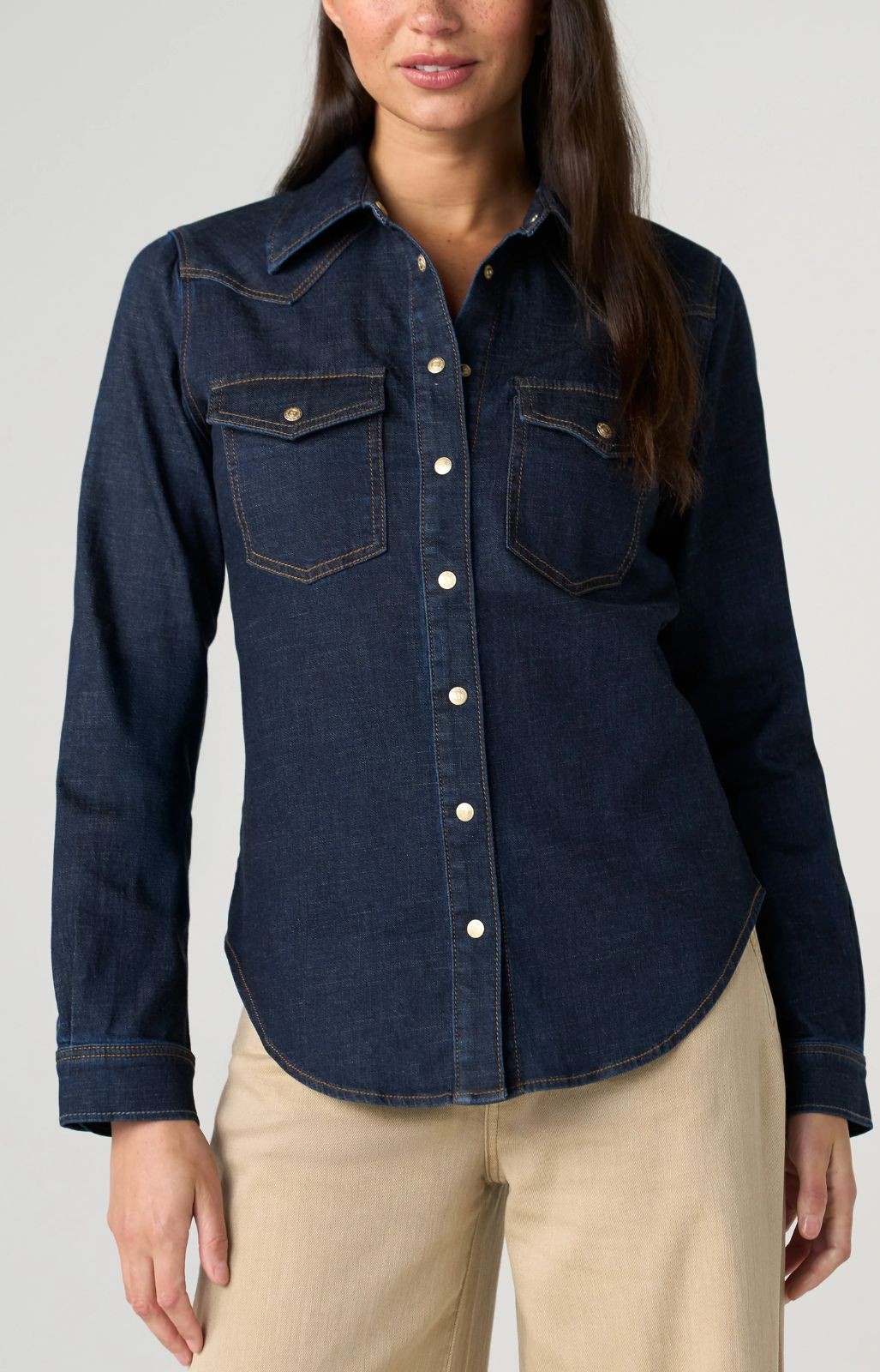 Chemise western ajustée en jean Liverpool