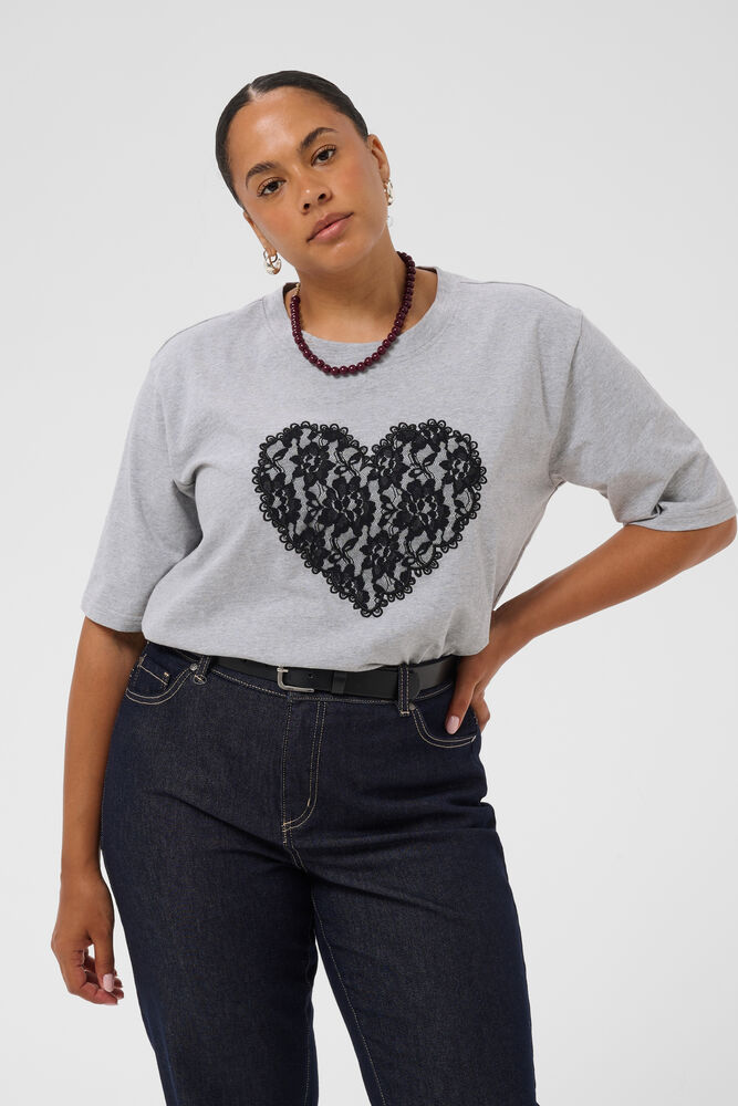 T-shirt avec cœur en dentelle KCglorina Kaffe Curve