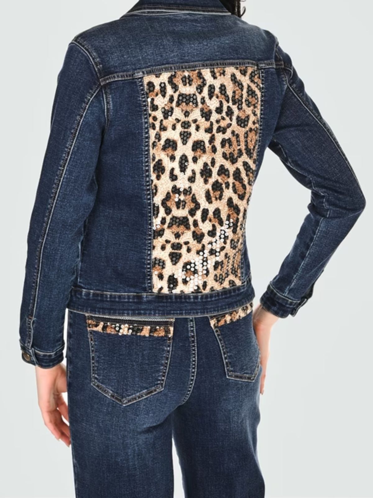 Veste en denim à détails léopard Joseph Ribkoff
