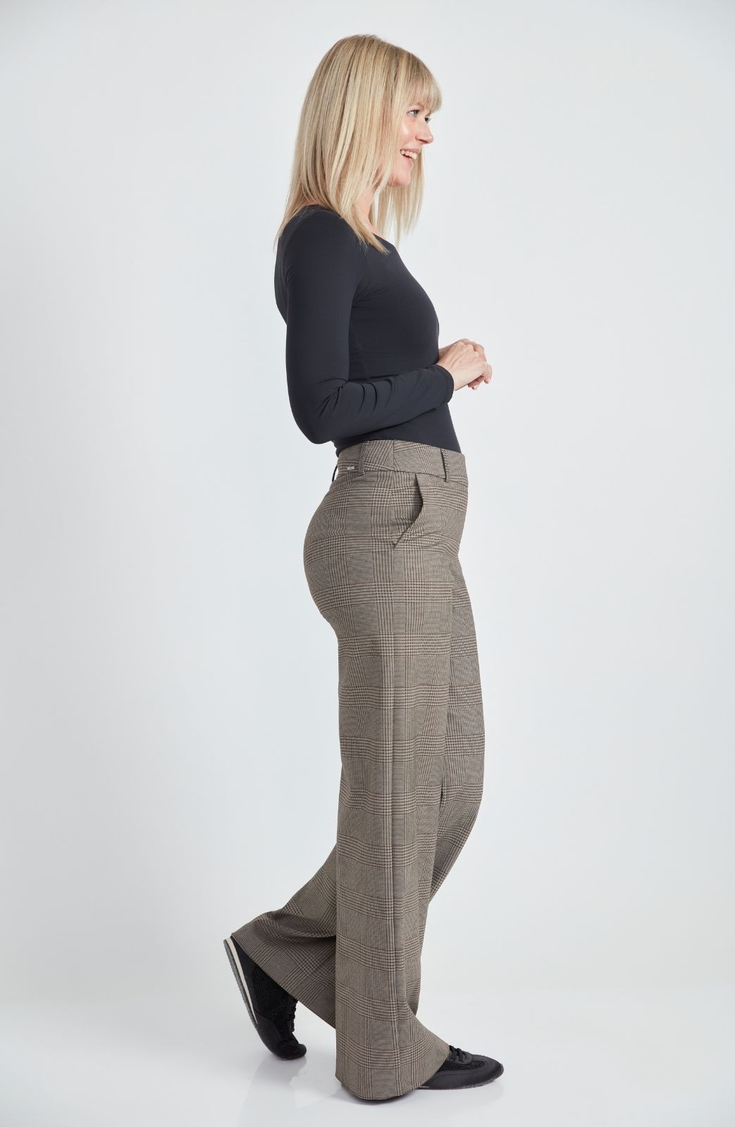 Pantalon à jambe large à carreaux UP!