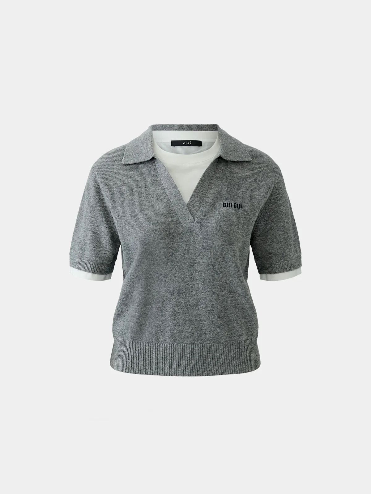 Haut en tricot effet superposé à col polo OUI