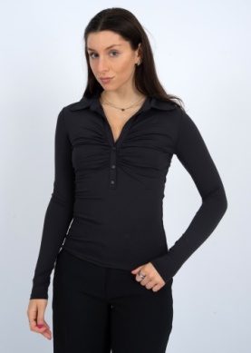 Chemisier boutonné à manches longues et détails froncés Second Skin 77T094SO