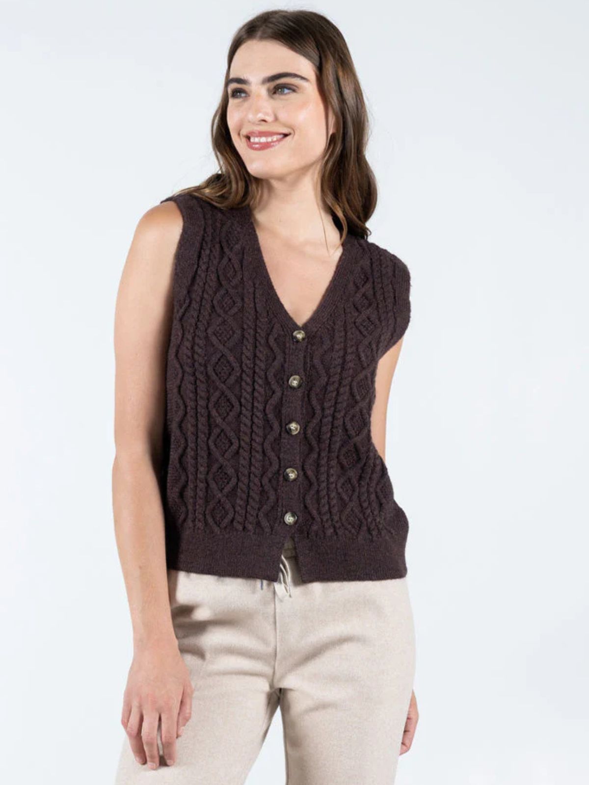 Gilet torsadé à boutons C
