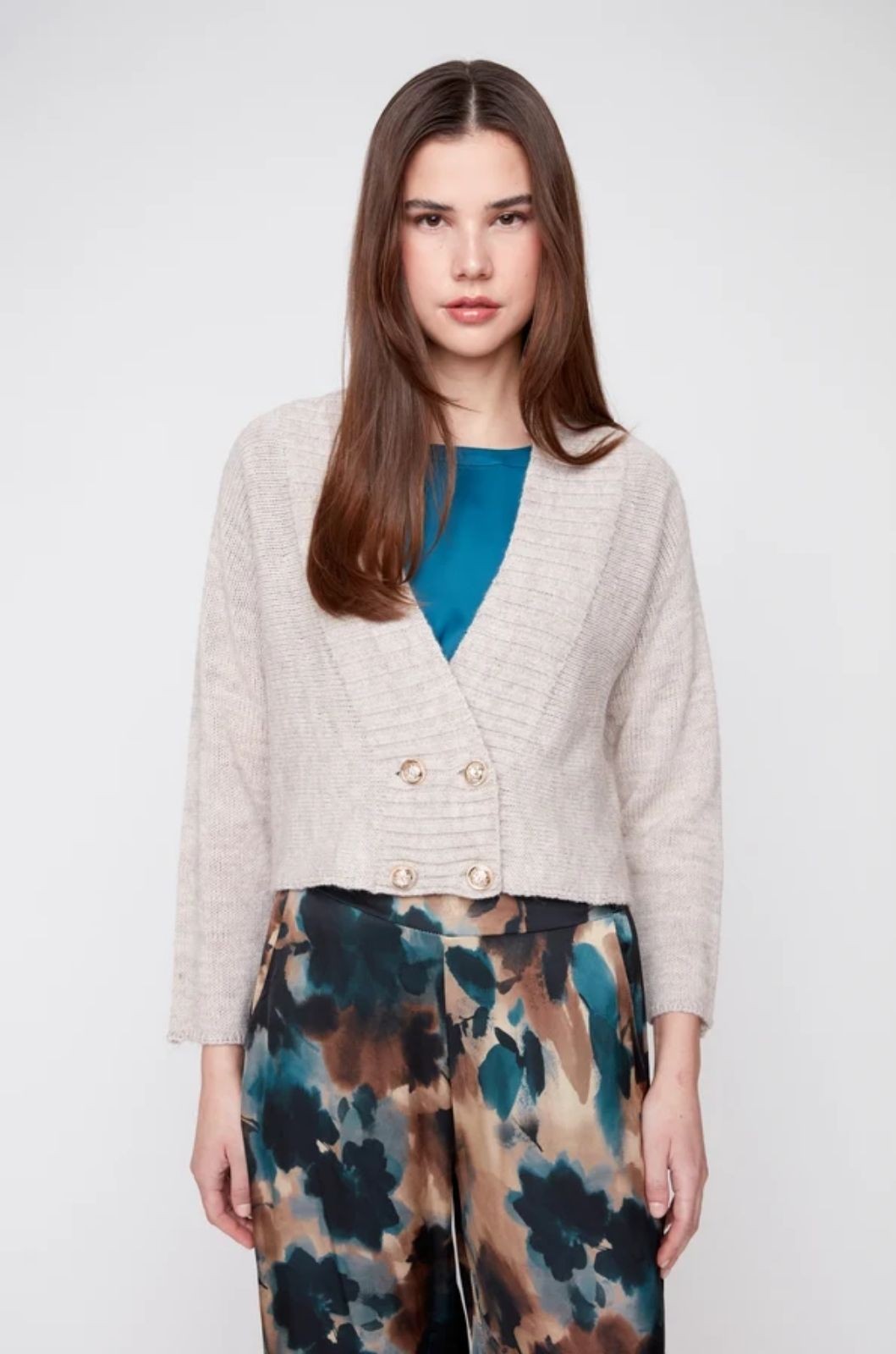 Cardigan court en tricot à double boutonnage Renuar