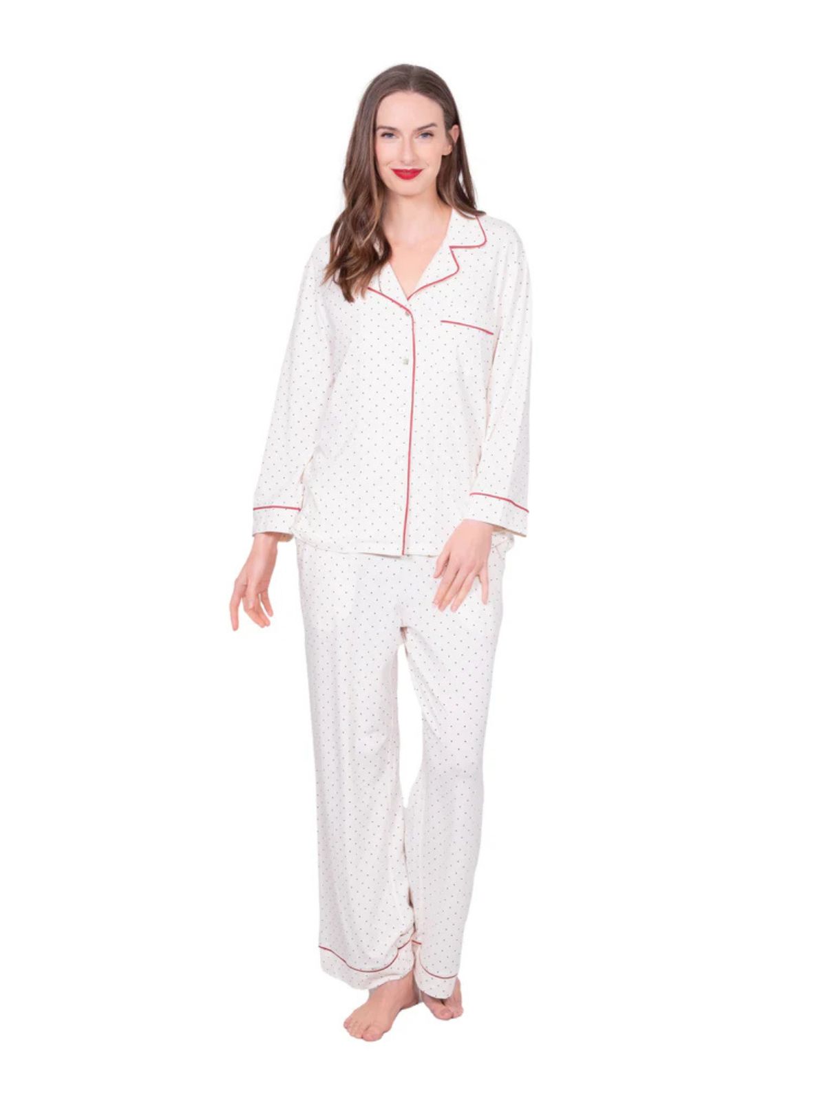 Ensemble de pyjama cadeau à manches longues avec col tailleur LATTE LOVE