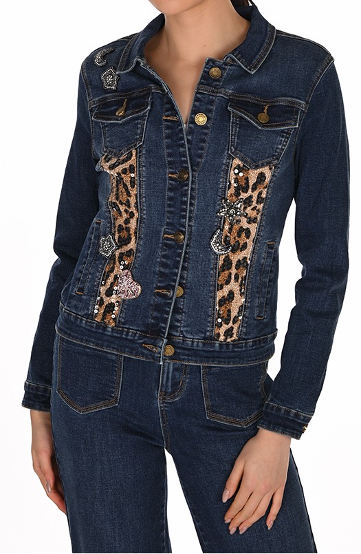 Veste en denim à détails léopard Joseph Ribkoff