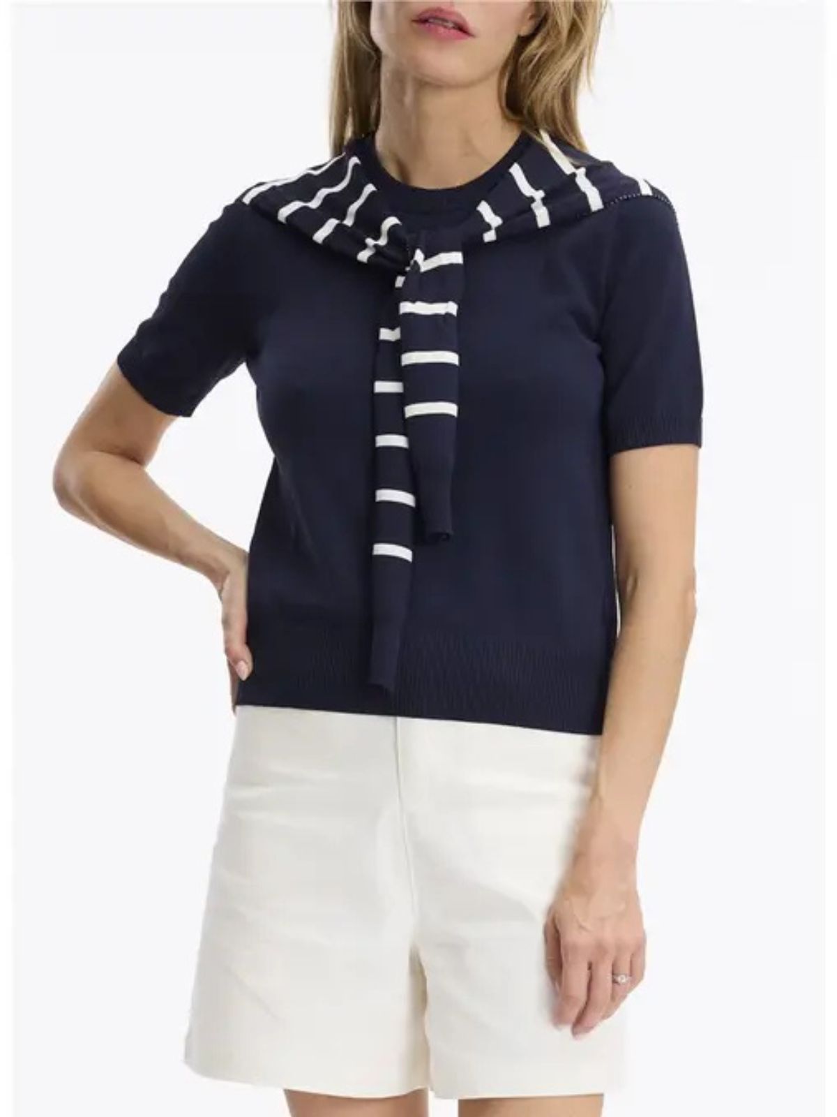 Tricot avec foulard rayé Leo & Ugo