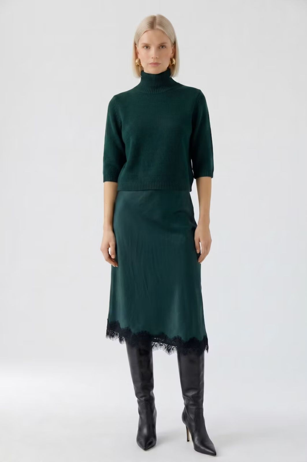 Jupe midi avec bordure en dentelle OUI