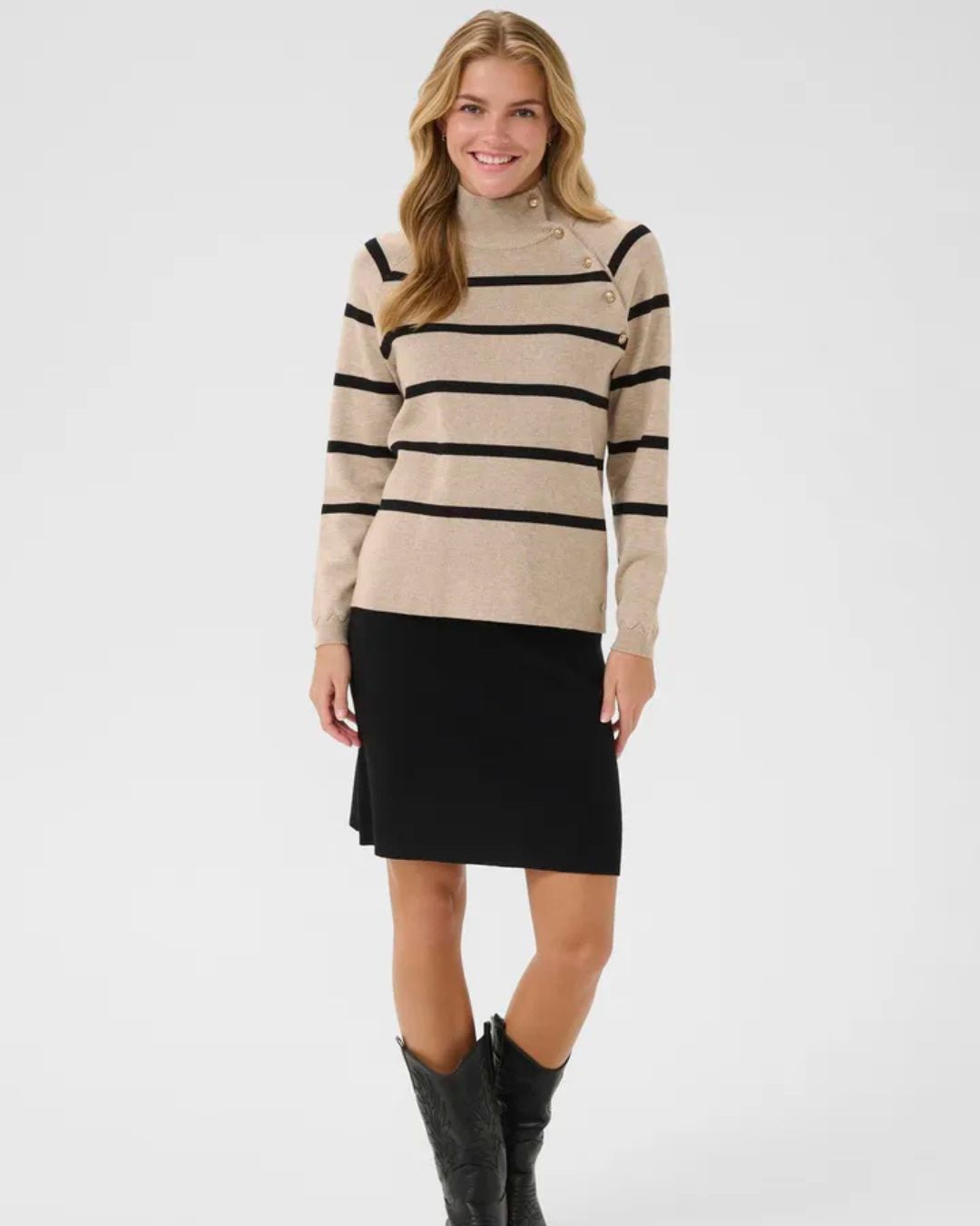 Pull avec bouton CRDela Cream 10614314