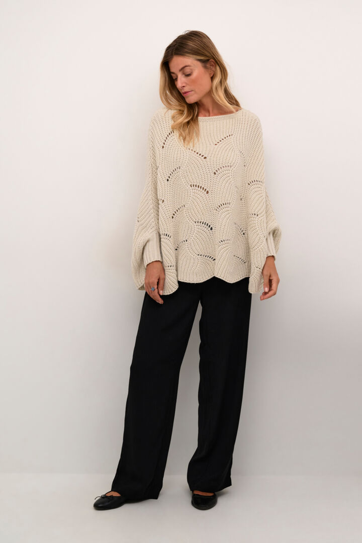 Poncho en tricot Cream 10613064 One size