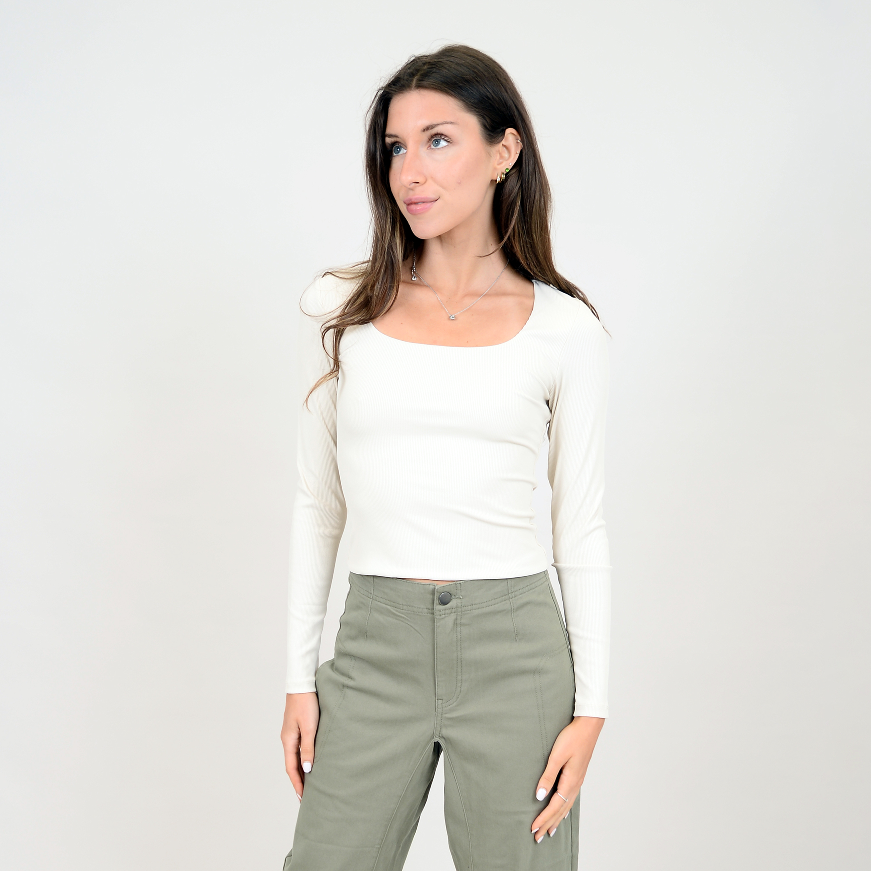 Sofie Rib LS Scoop Neck Top Second Skin 55TJ160S 