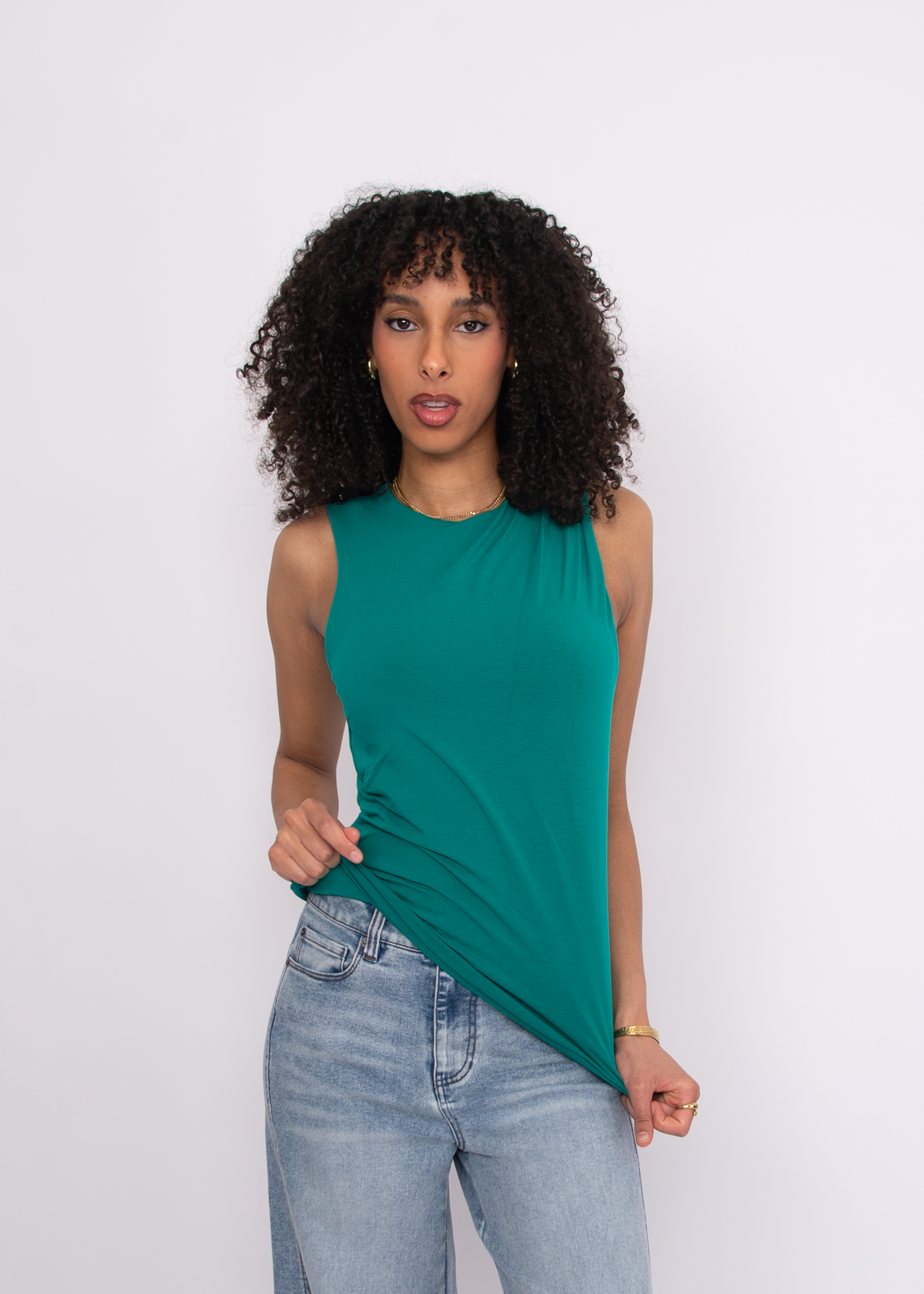 Haut drapé sans manches en coton Ruri Second Skin 