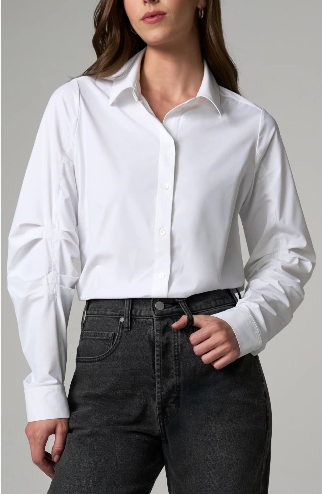 Blouse boutonnée à manches longues plissées Liverpool