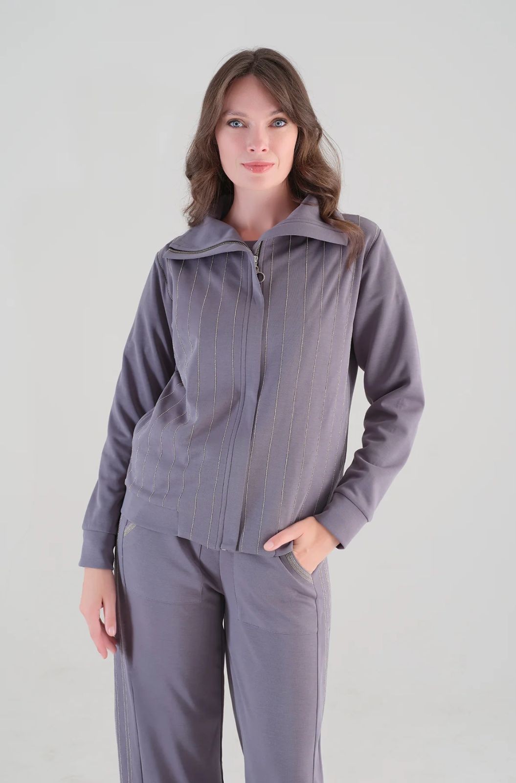 Veste zippée à détails de strass Tricotto