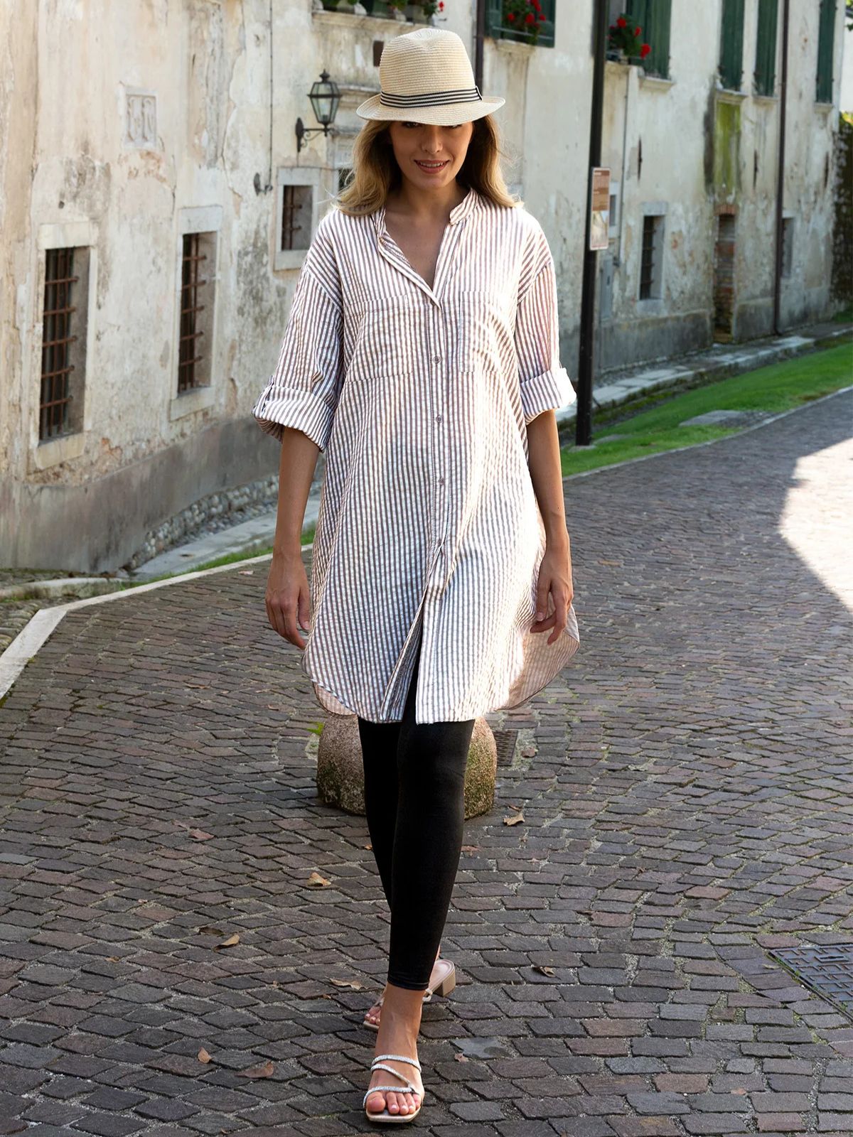 Robe longue à imprimé rayé Cherishh C5250