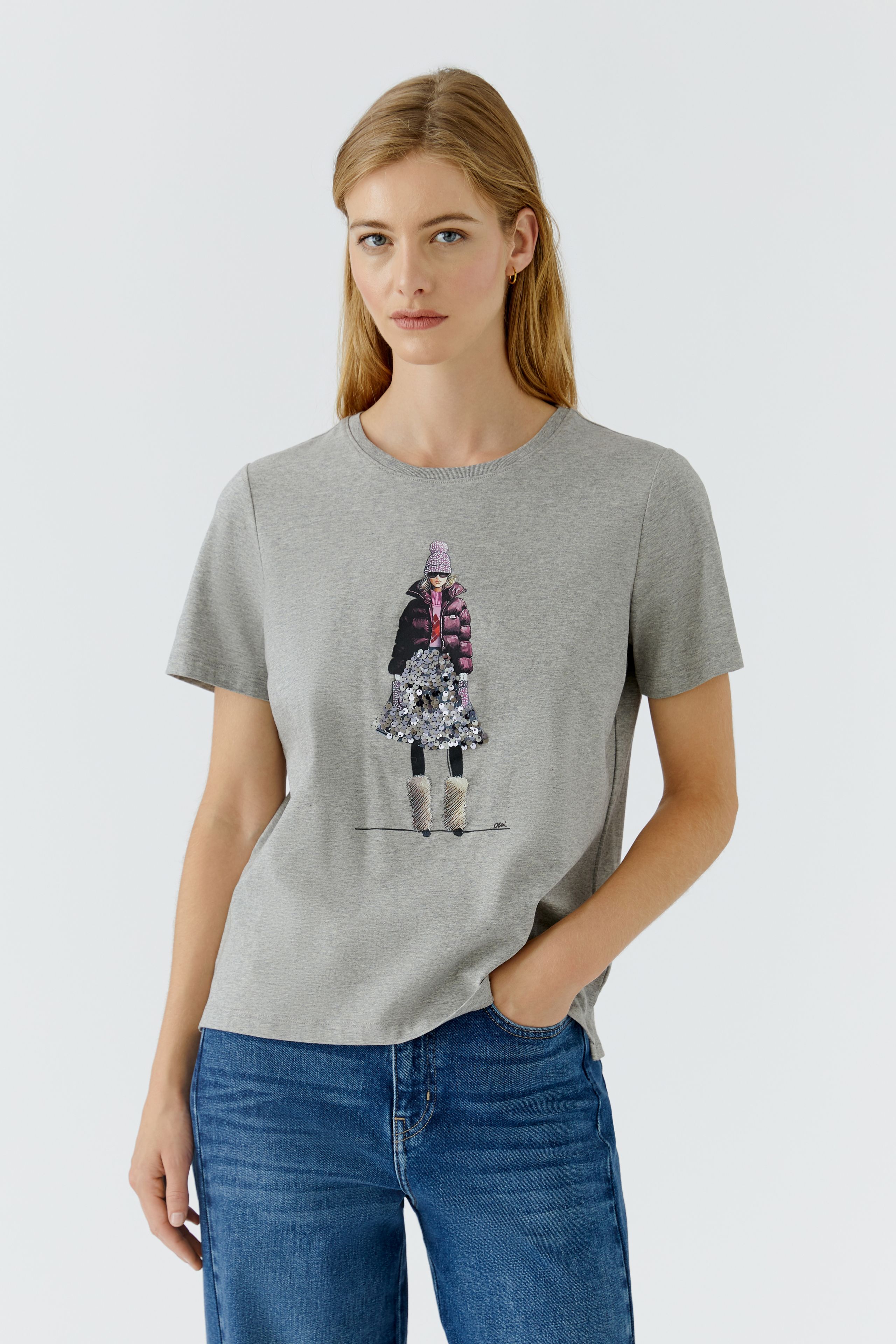 T-shirt à imprimé mode et détails scintillants OUI