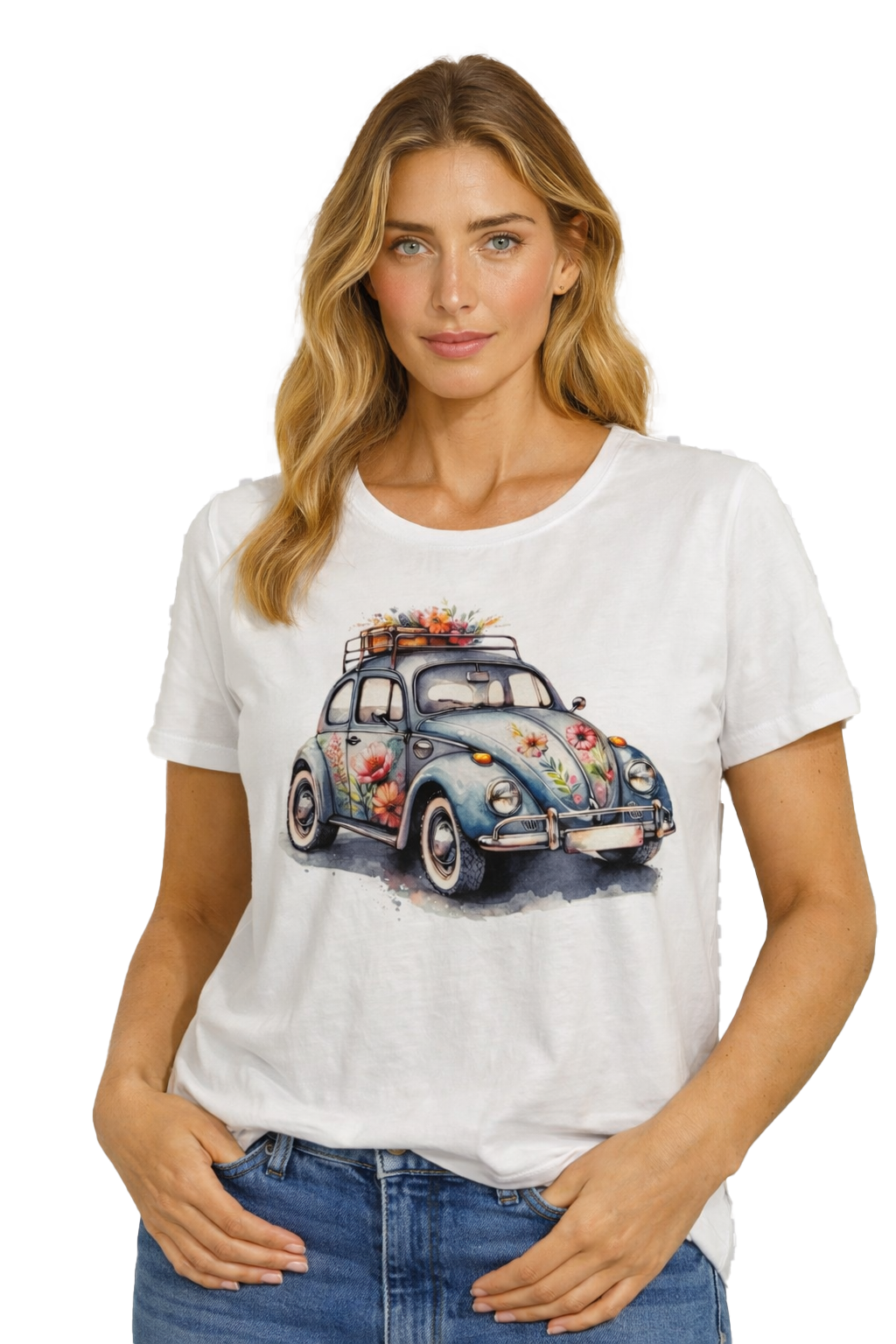 T-shirt à imprimé voiture fleurie Orly