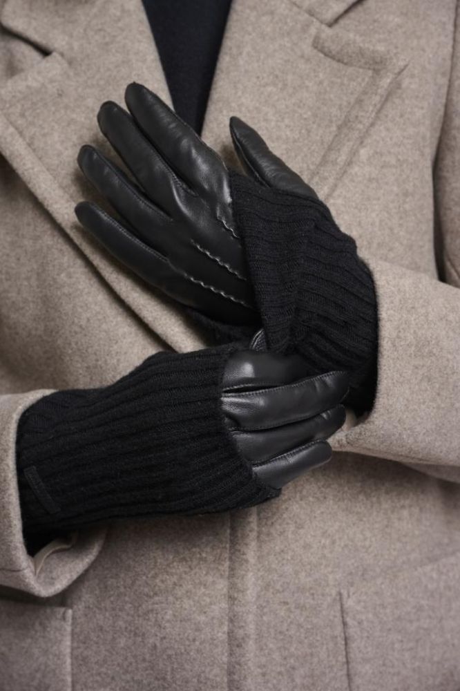 Gants en cuir Infinity à manchette en tricot Rino & Pelle