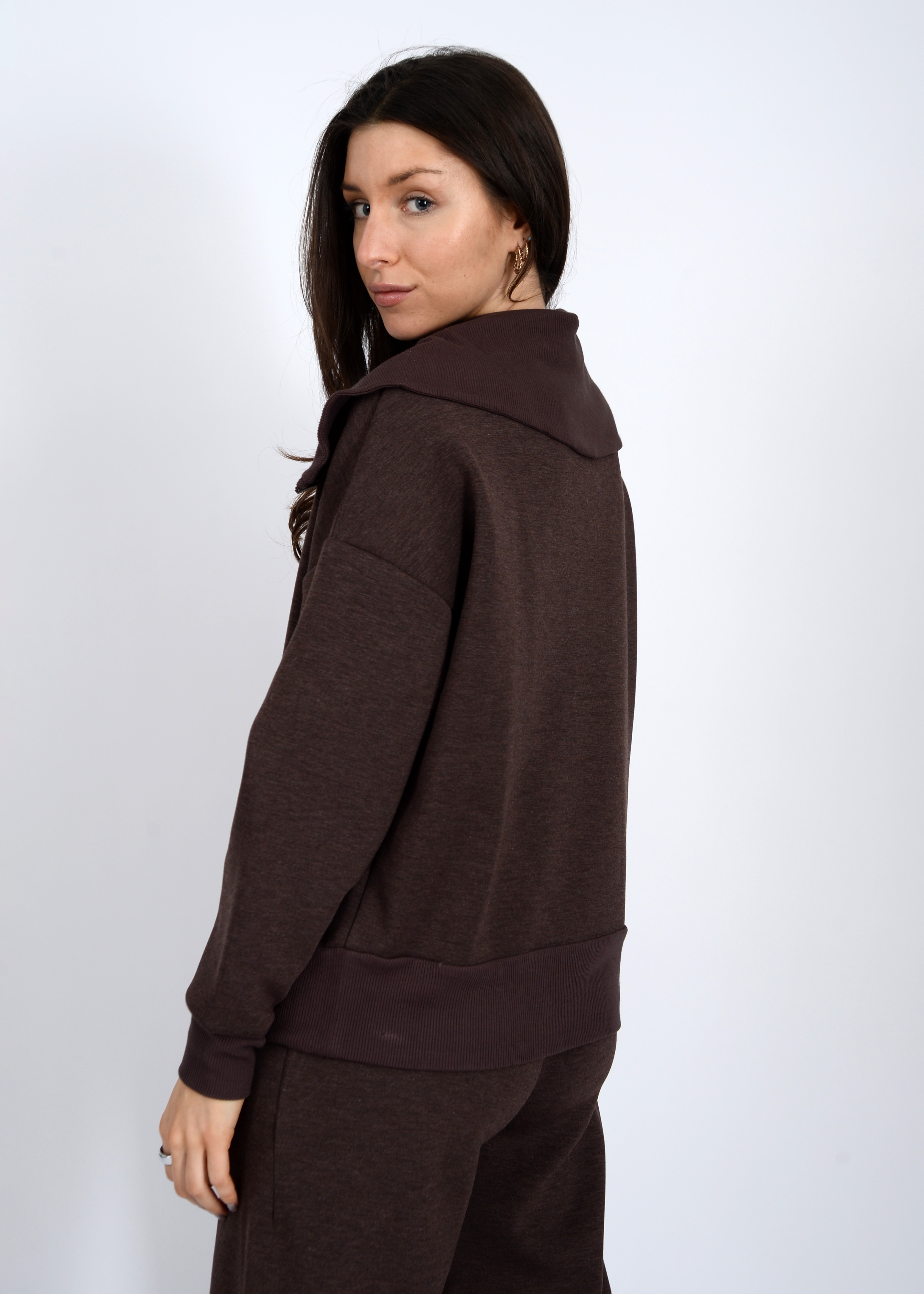 Pull à demi-fermeture éclair en maille douce à manches longues Second Skin 77T000SO