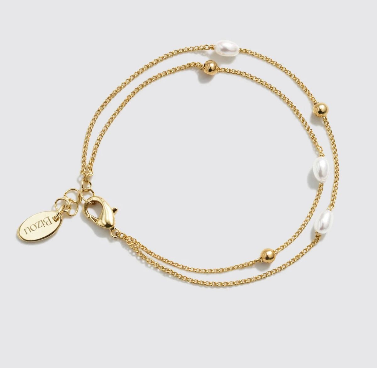 Bracelet à double rangée avec perles et billes Bizou