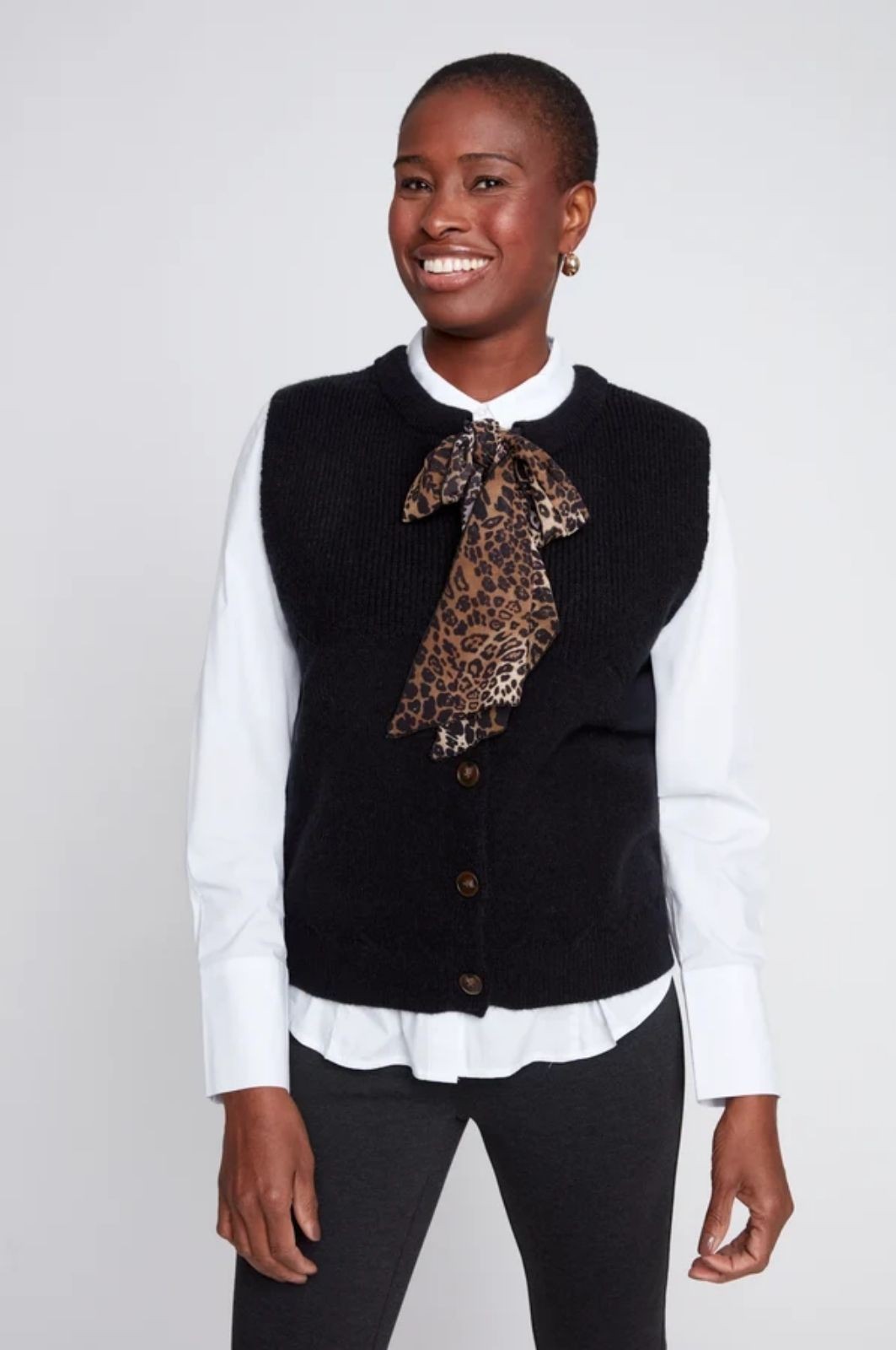 Débardeur en tricot avec cravate léopard amovible Renuar