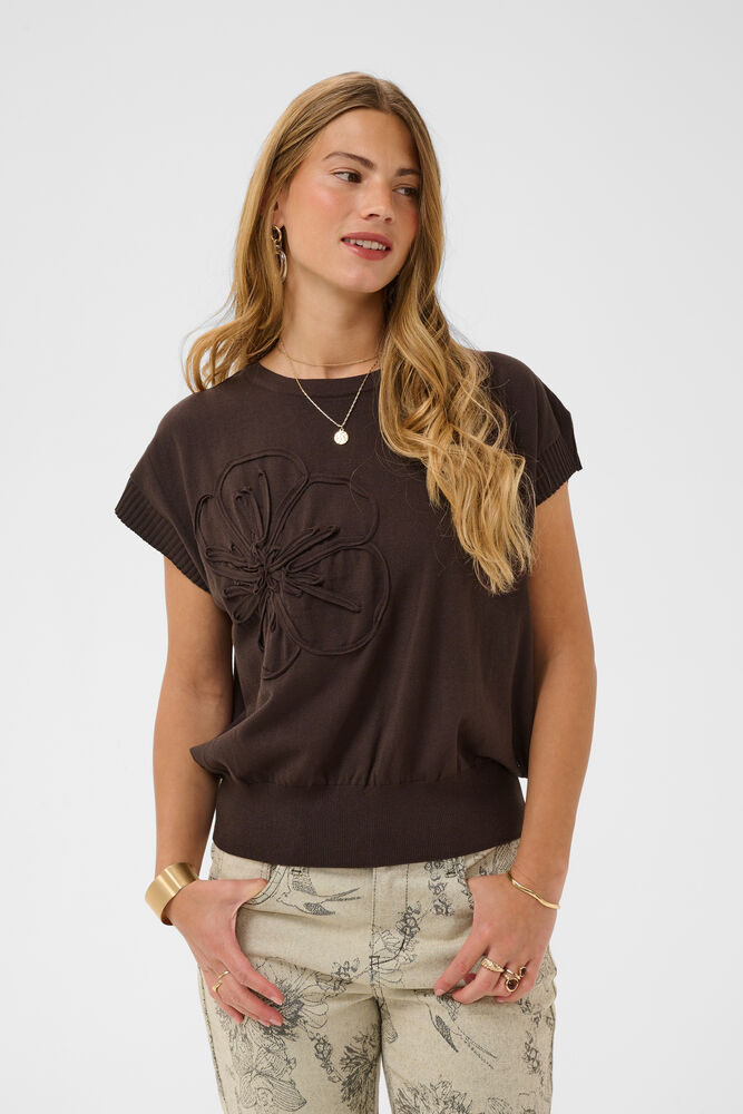 Pull sans manches en maille orné d’un détail décoratif Cream 