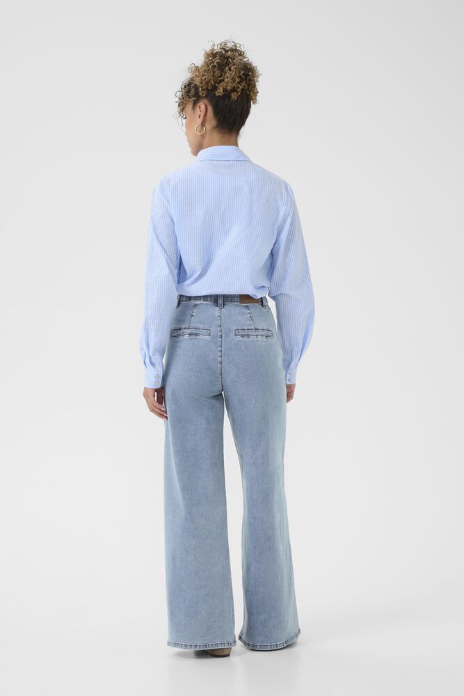 Jean jambe large et taille haute longueur 32 Cream 