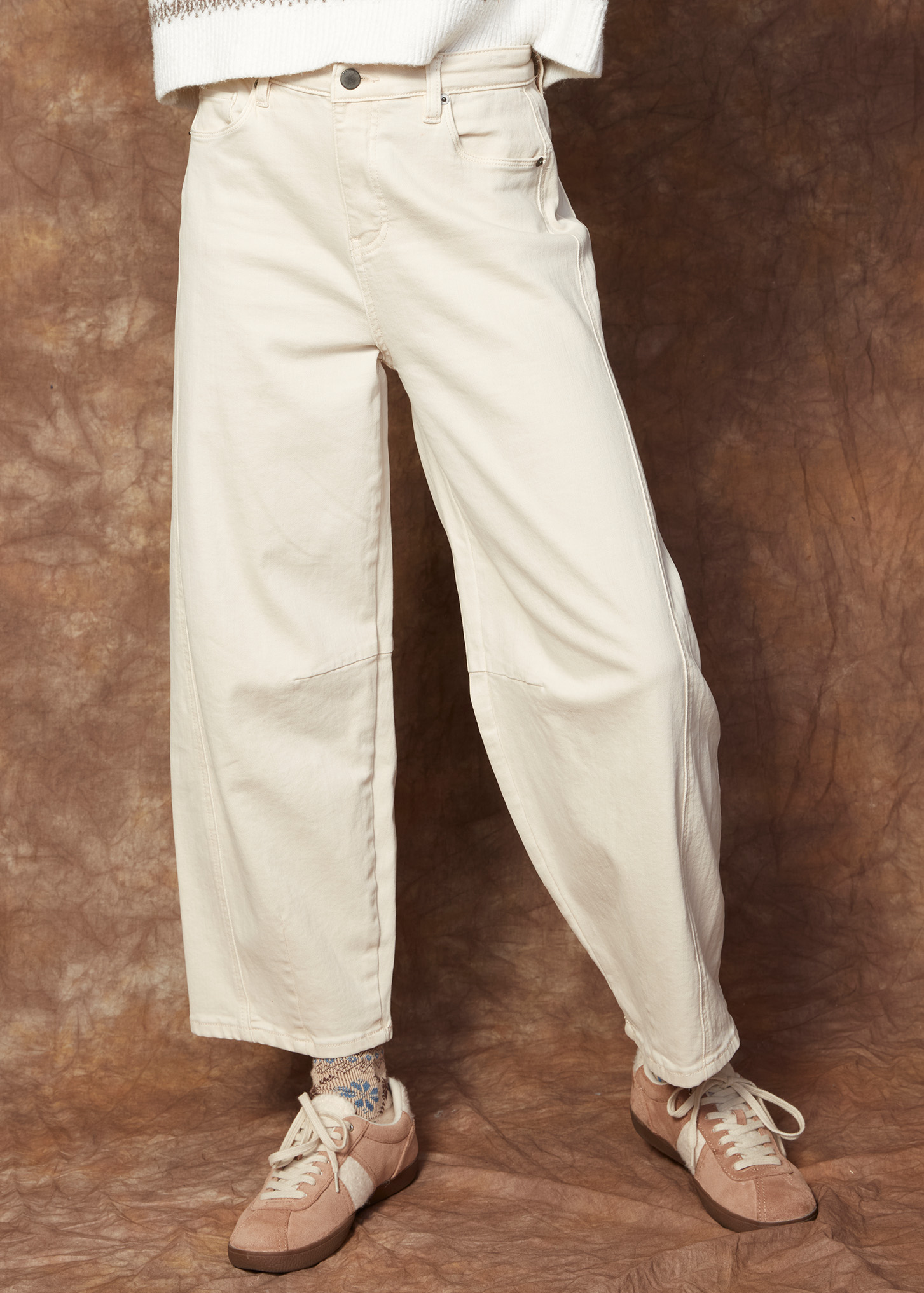 Jeans barrel à jambe ballon en sergé extensible Second Skin 40W071S1