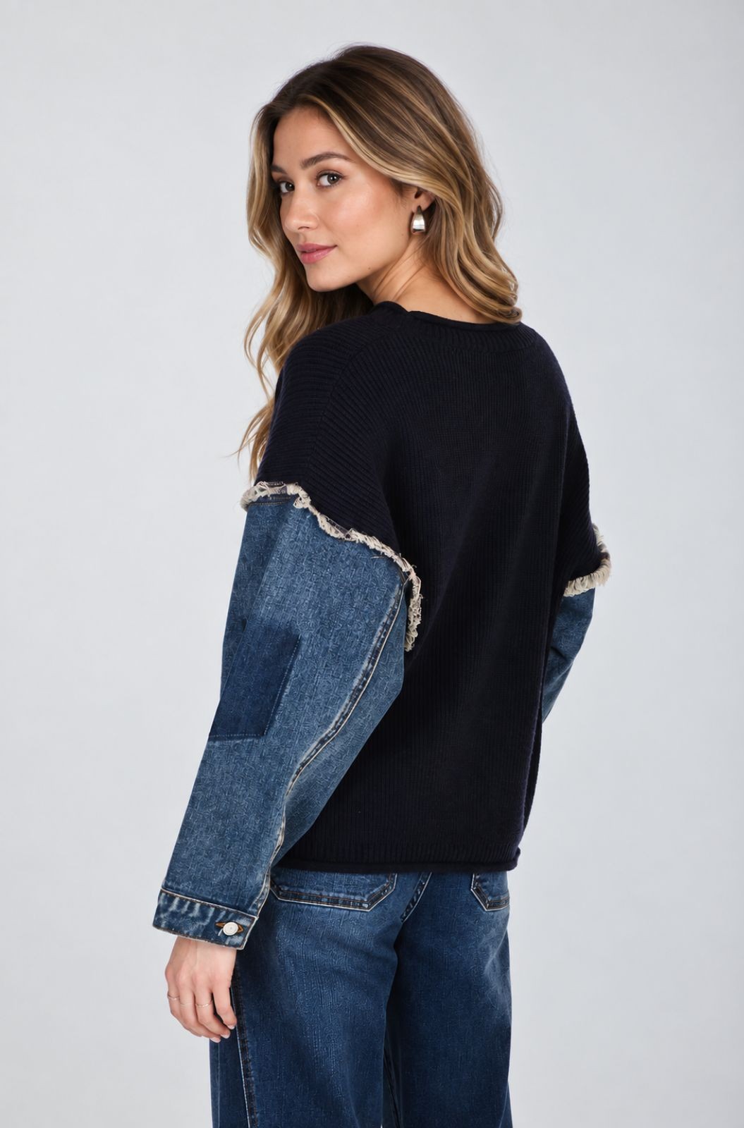 Chandail décontracté avec détails en denim Frank Lyman