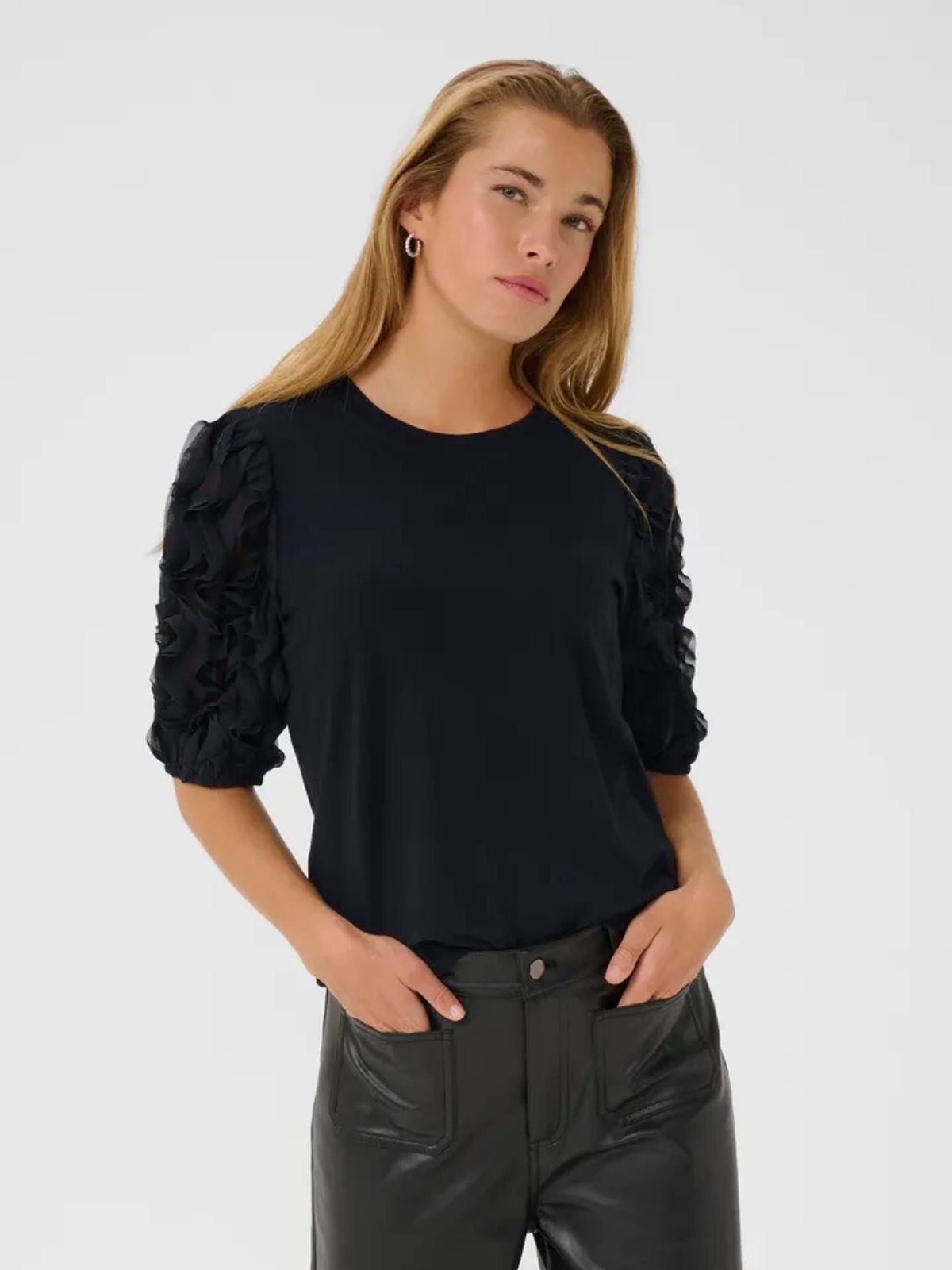T-shirt à manches volantées Kaffe