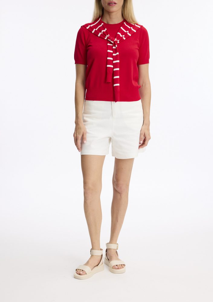 Tricot avec foulard rayé Leo & Ugo