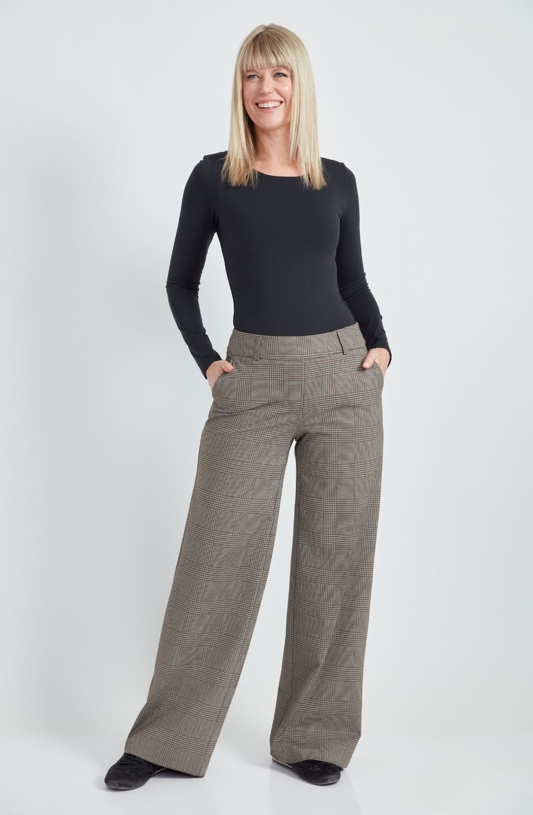 Pantalon à jambe large à carreaux UP!