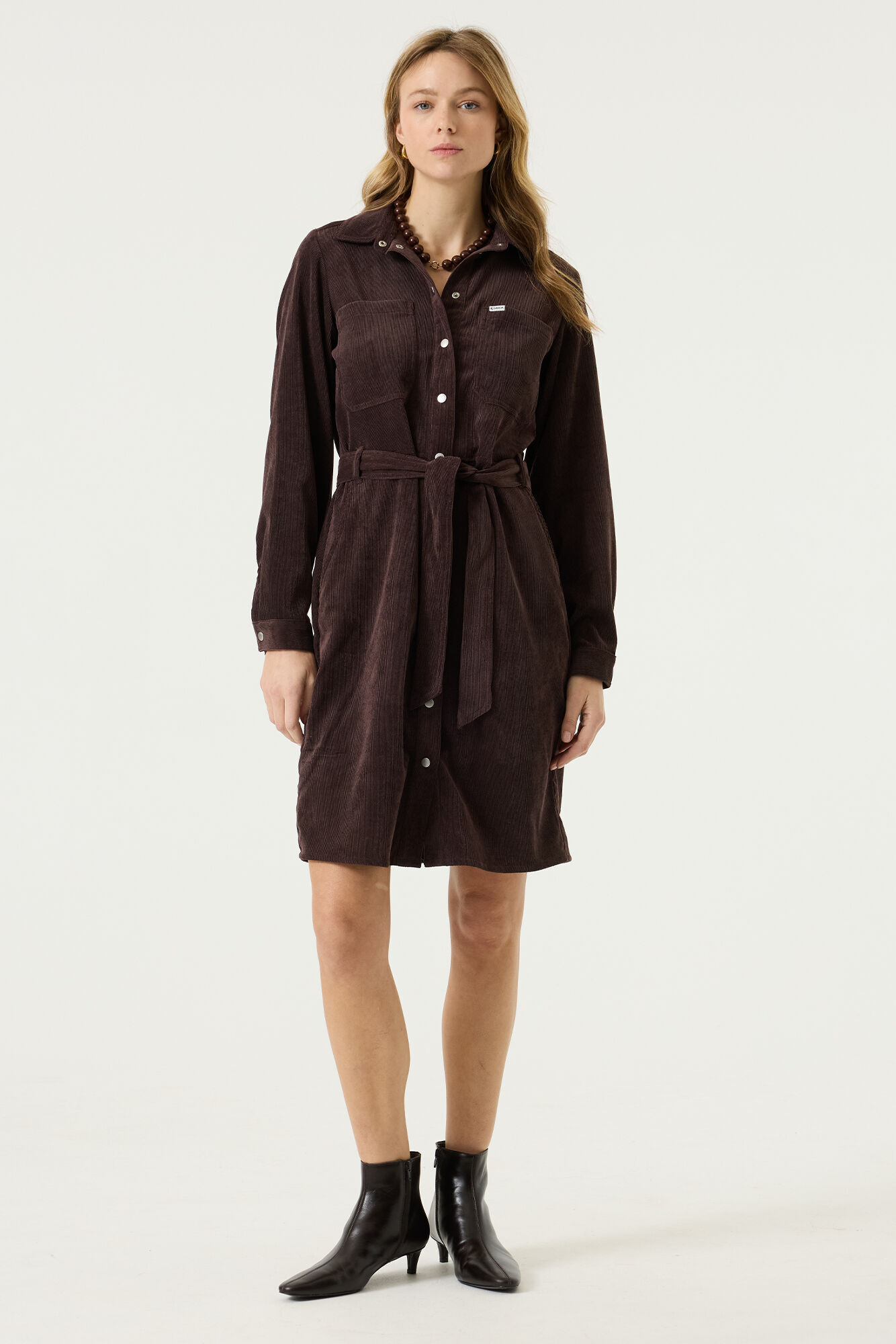 Robe chemise en velours côtelé Garcia