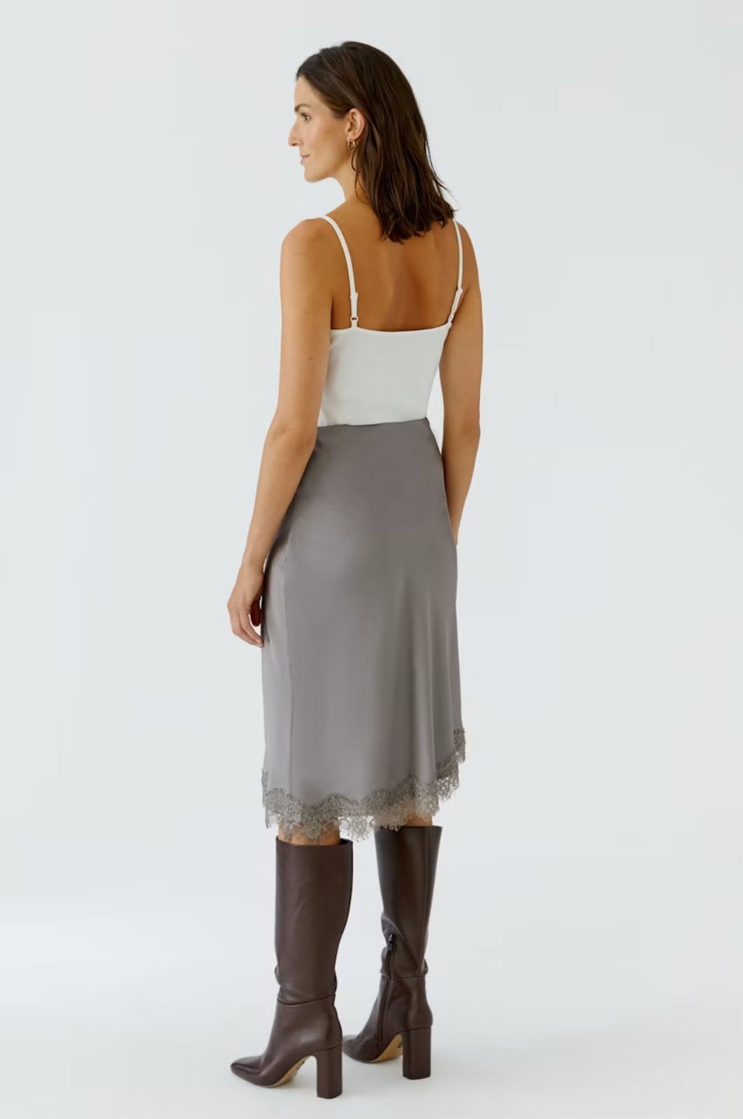 Jupe midi avec bordure en dentelle OUI
