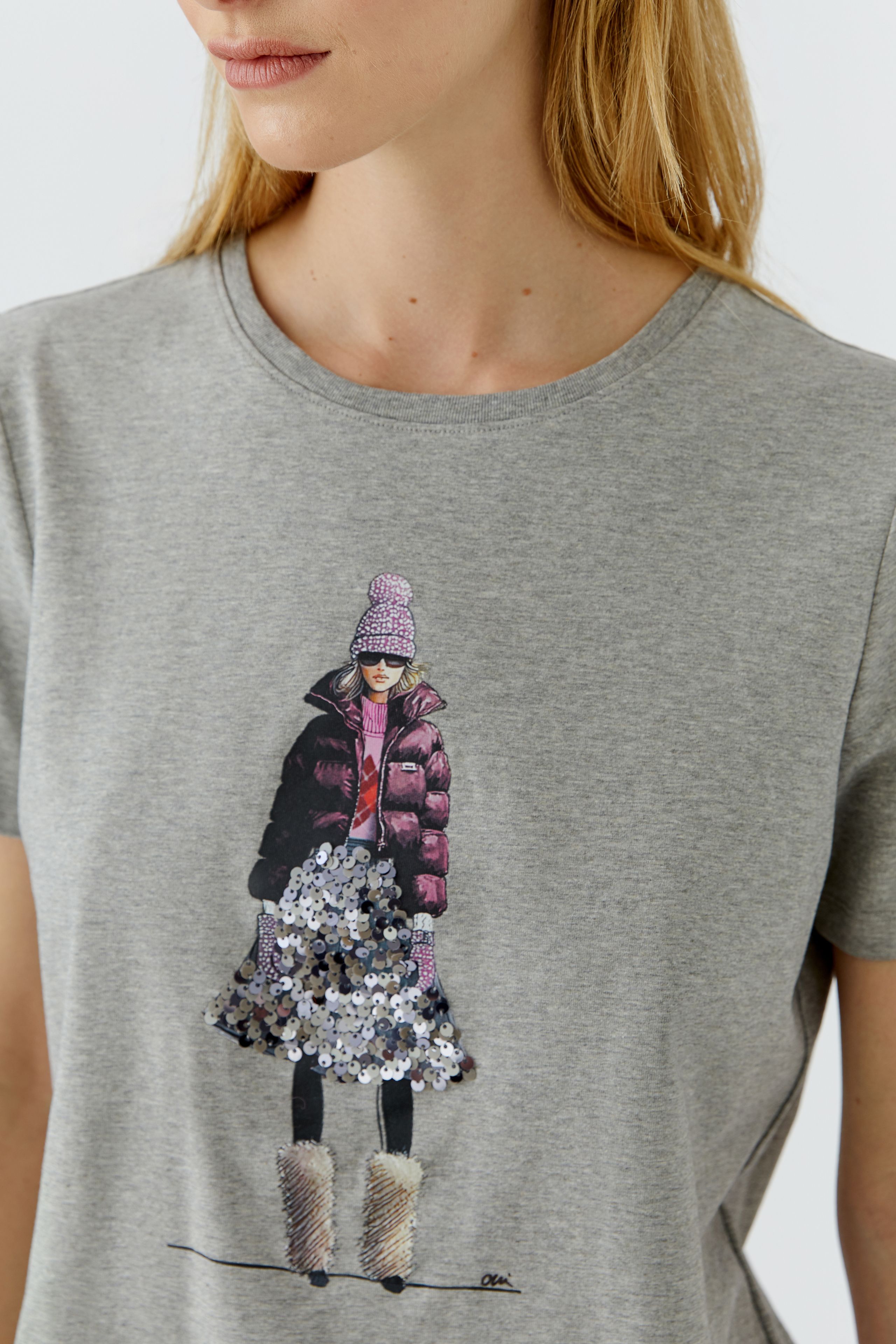 T-shirt à imprimé mode et détails scintillants OUI