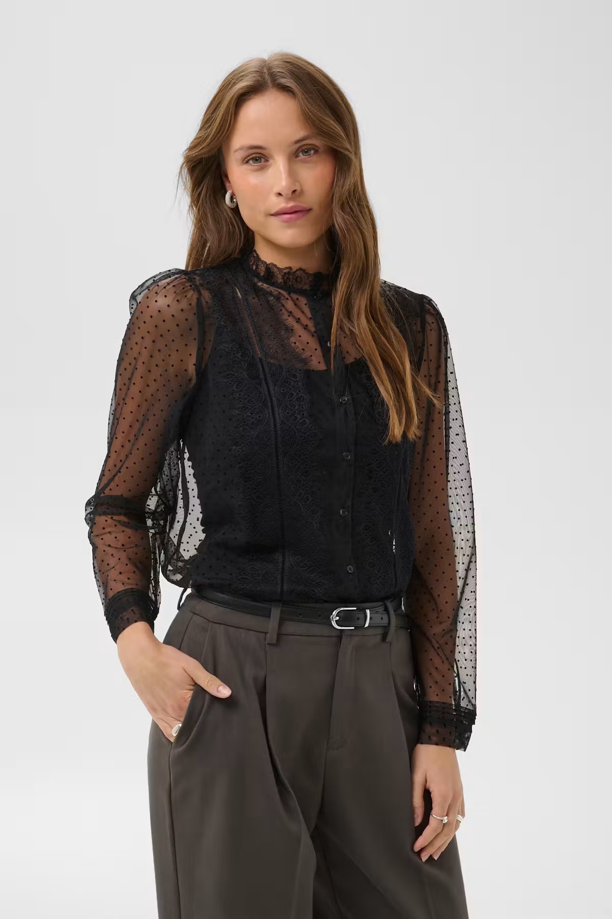 Blouse UdayaSZ à pois et dentelle Saint Tropez