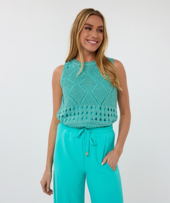 Top fantaisie maille ajourée lurex Esqualo 02206