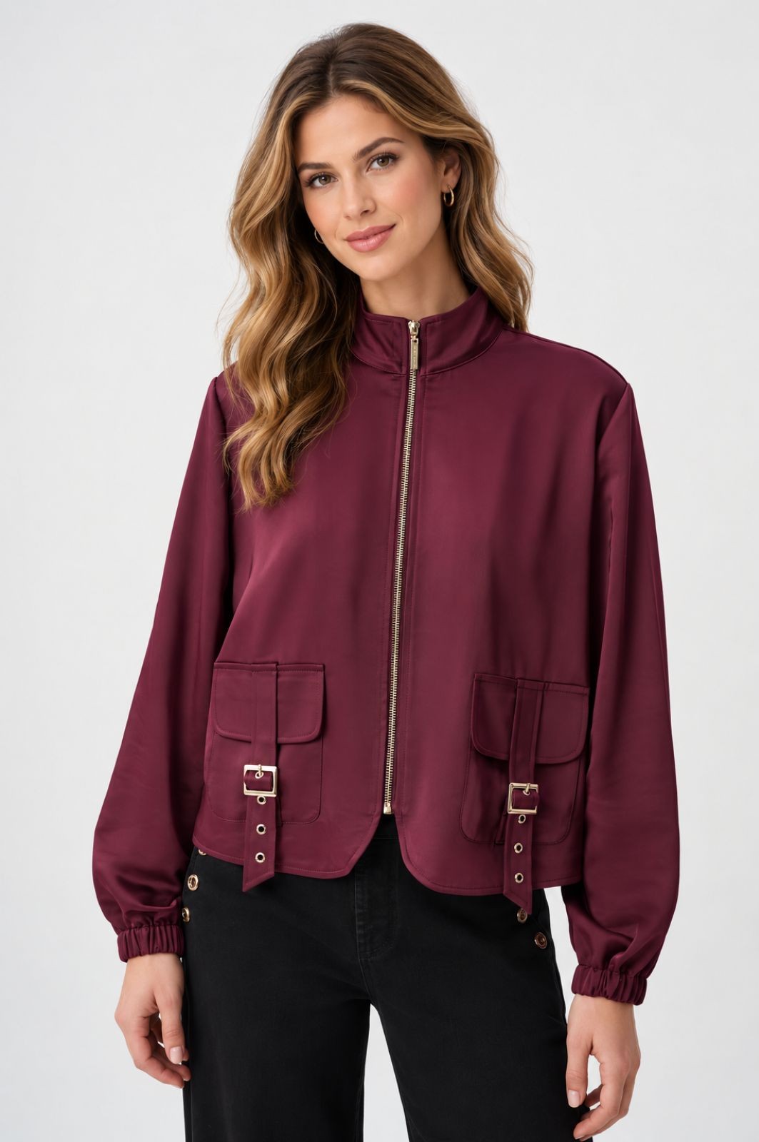 Veste décontractée en satin à fermeture éclair Joseph Ribkoff