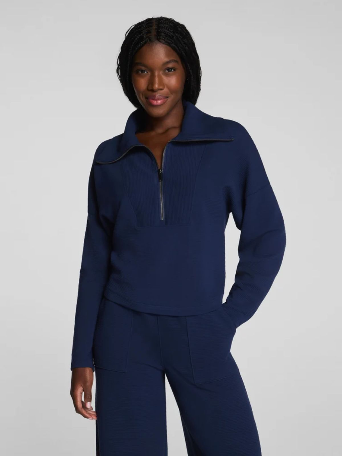 Chandail côtelé à demi-zip SPANX
