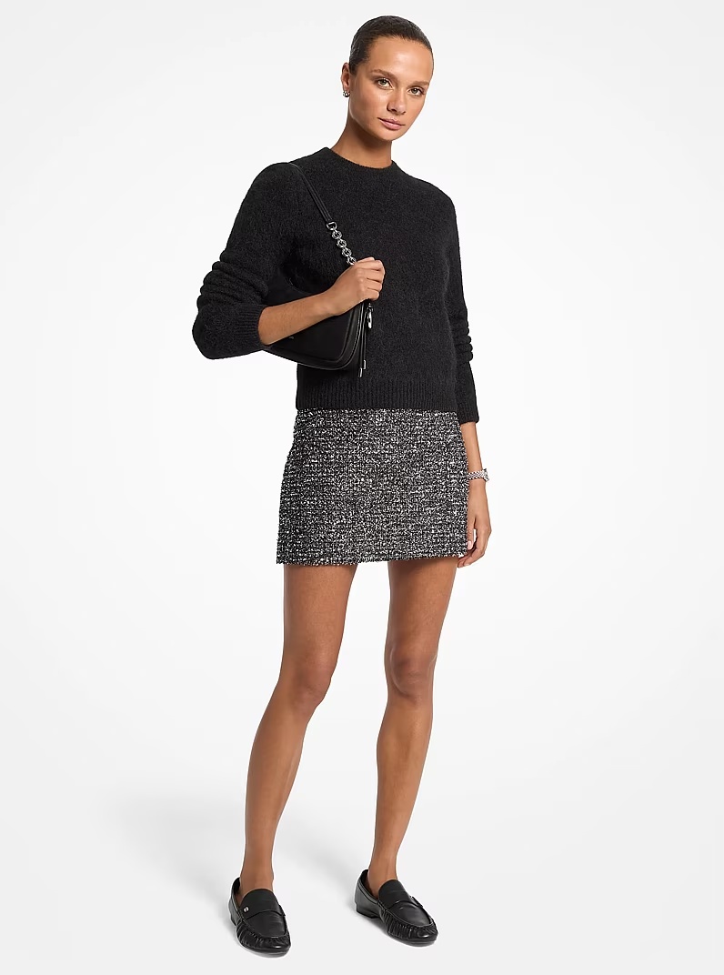 Mini-jupe en tweed métallisé Michael Kors