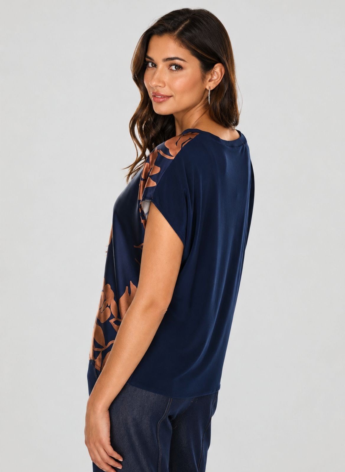 Blouse à col rond et motif floral Frank Lyman