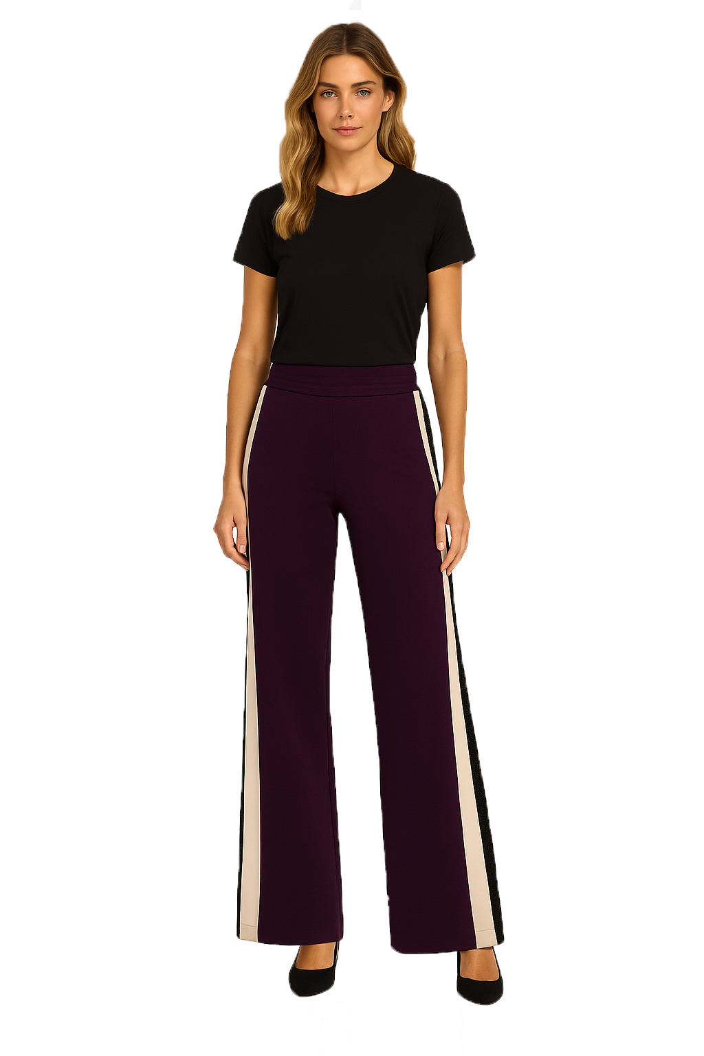 Pantalon à jambe large avec bandes contrastantes et sequins Orly