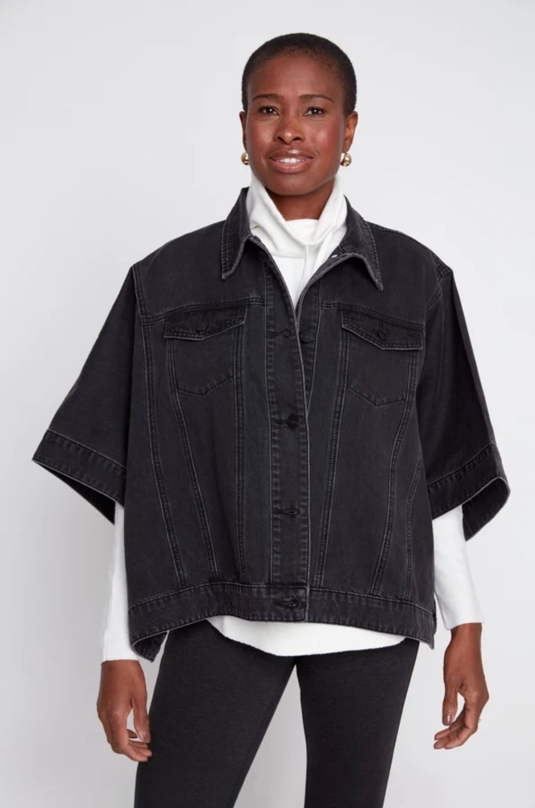 Veste poncho en denim délavé Renuar