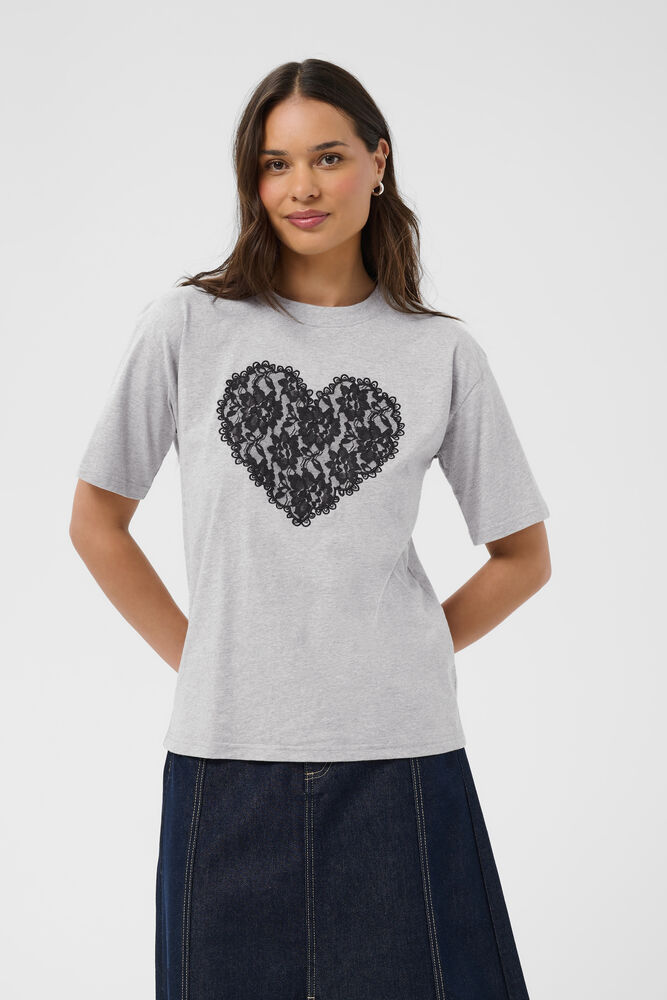 T-shirt à cœur en dentelle KAgloria Kaffe
