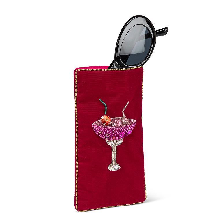 Étui à lunettes en velours avec cocktail scintillant