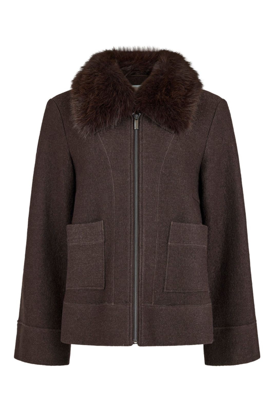 Manteau zippé à col en fausse fourrure Noen