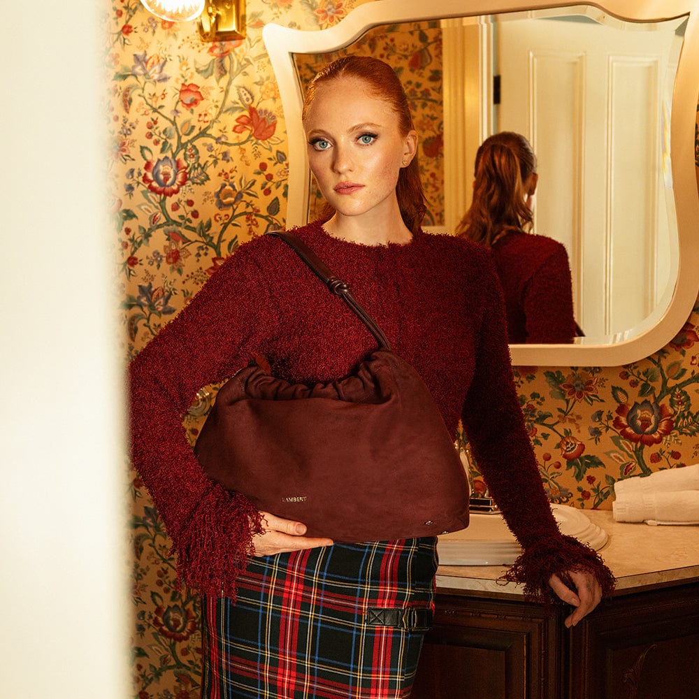 Le Lara - Sac à main suède vegan mahogany Lambert